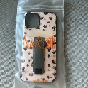 Walli Leopard Print Card Holder iPhone Case with Strap - Pink & Brown